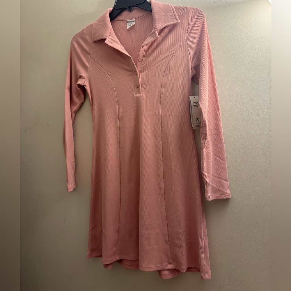 No Boundaries Pink Ribbed Long Sleeve Dress Size: S
